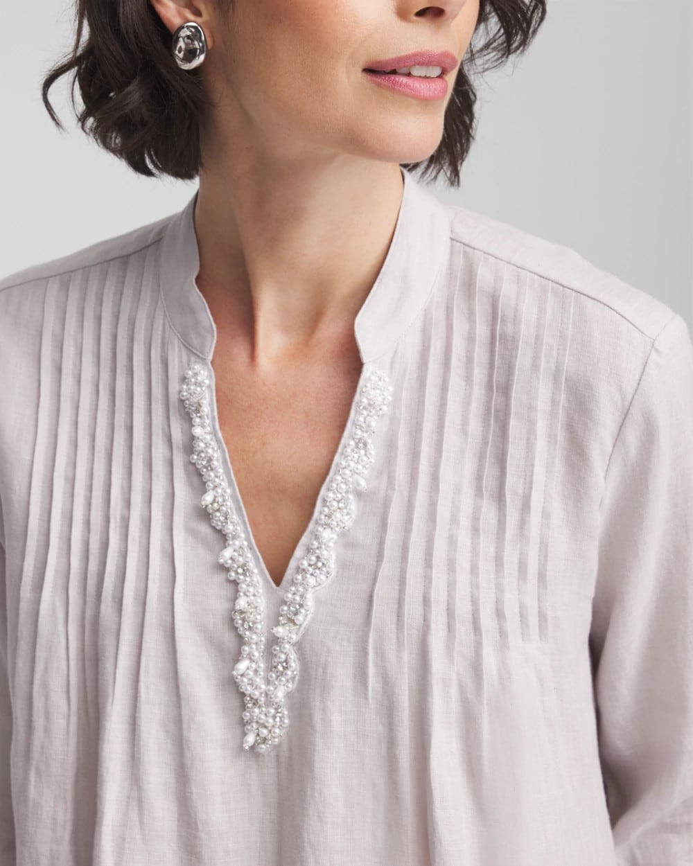 Embellished Linen Kurta Tunic