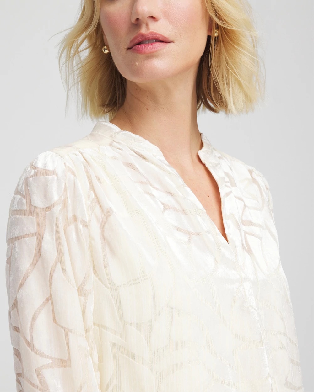 Cream Burnout Pullover Blouse