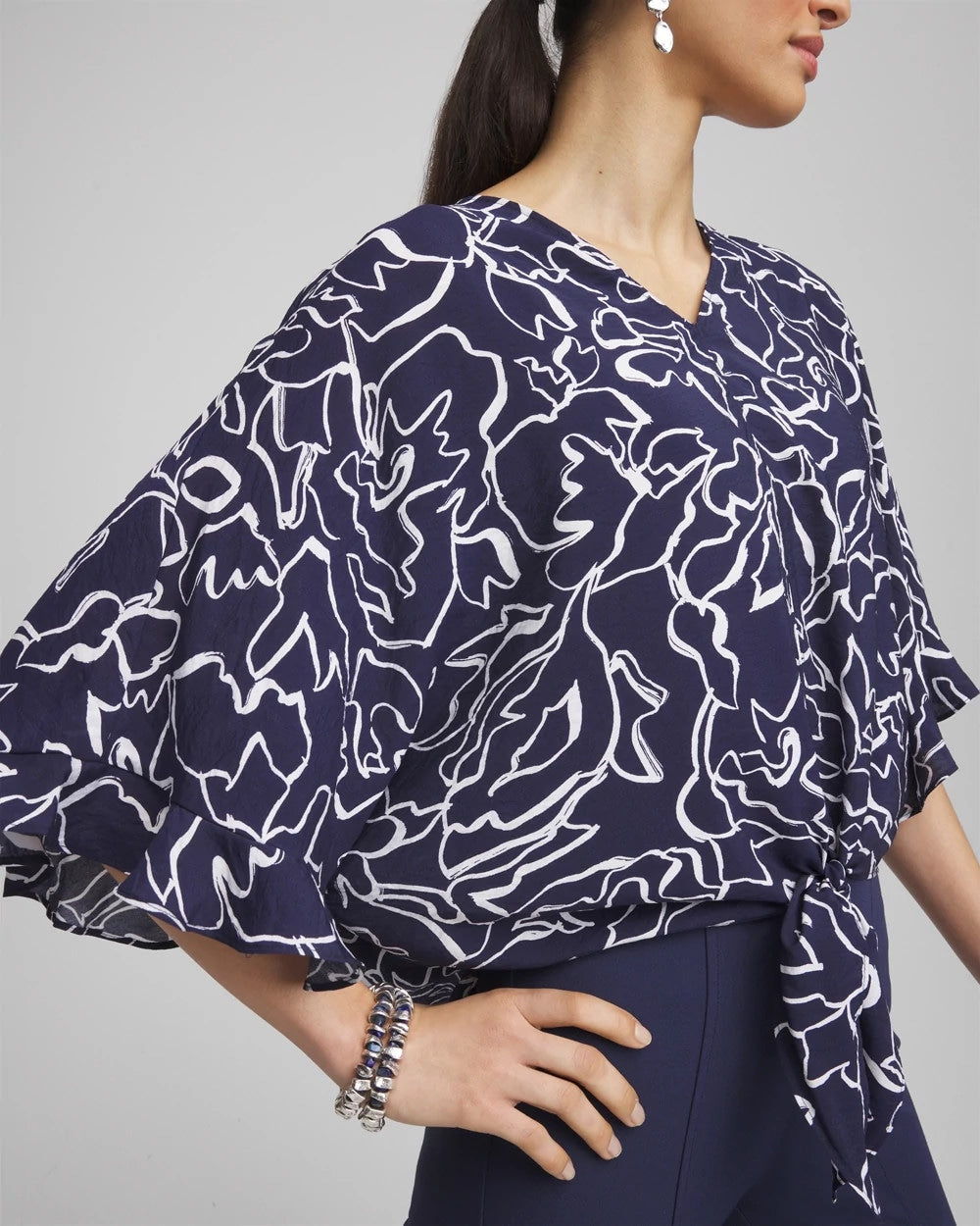 Ecovero™ Tie-Front Frill Sleeve Blouse