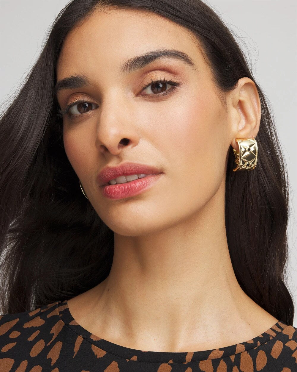 Black & Gold Quilted Clip on Earrings