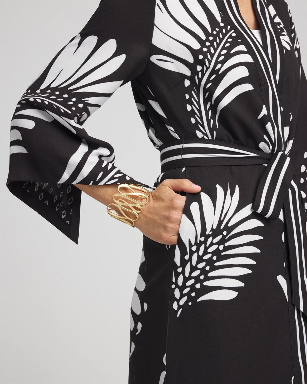 Tie-Front Long Kimono