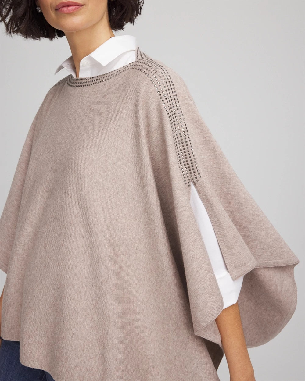 Rhinestone Embellished Poncho