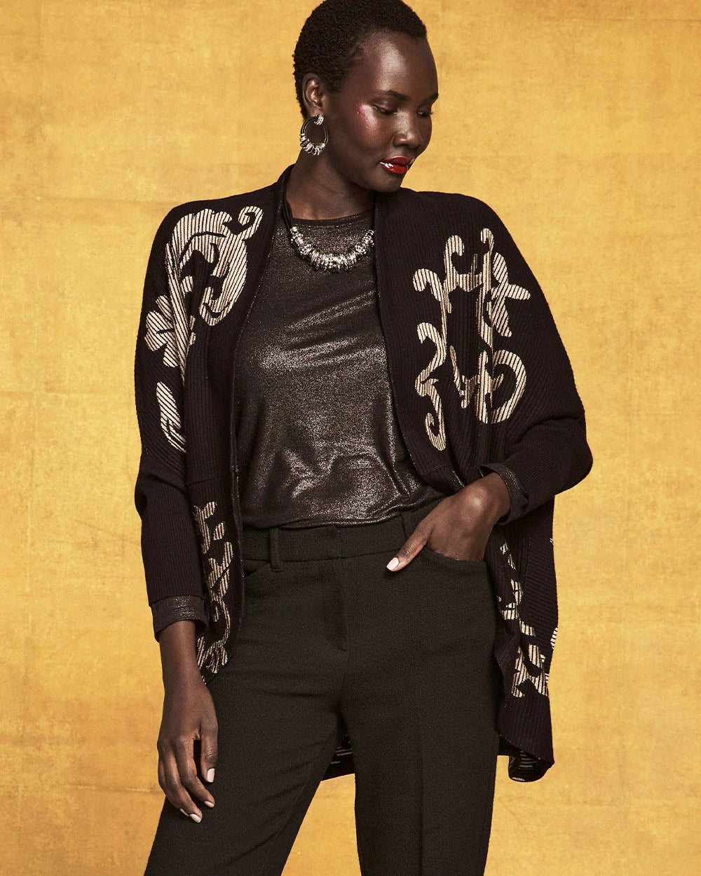 Ottoman Jacquard Cocoon Cardigan