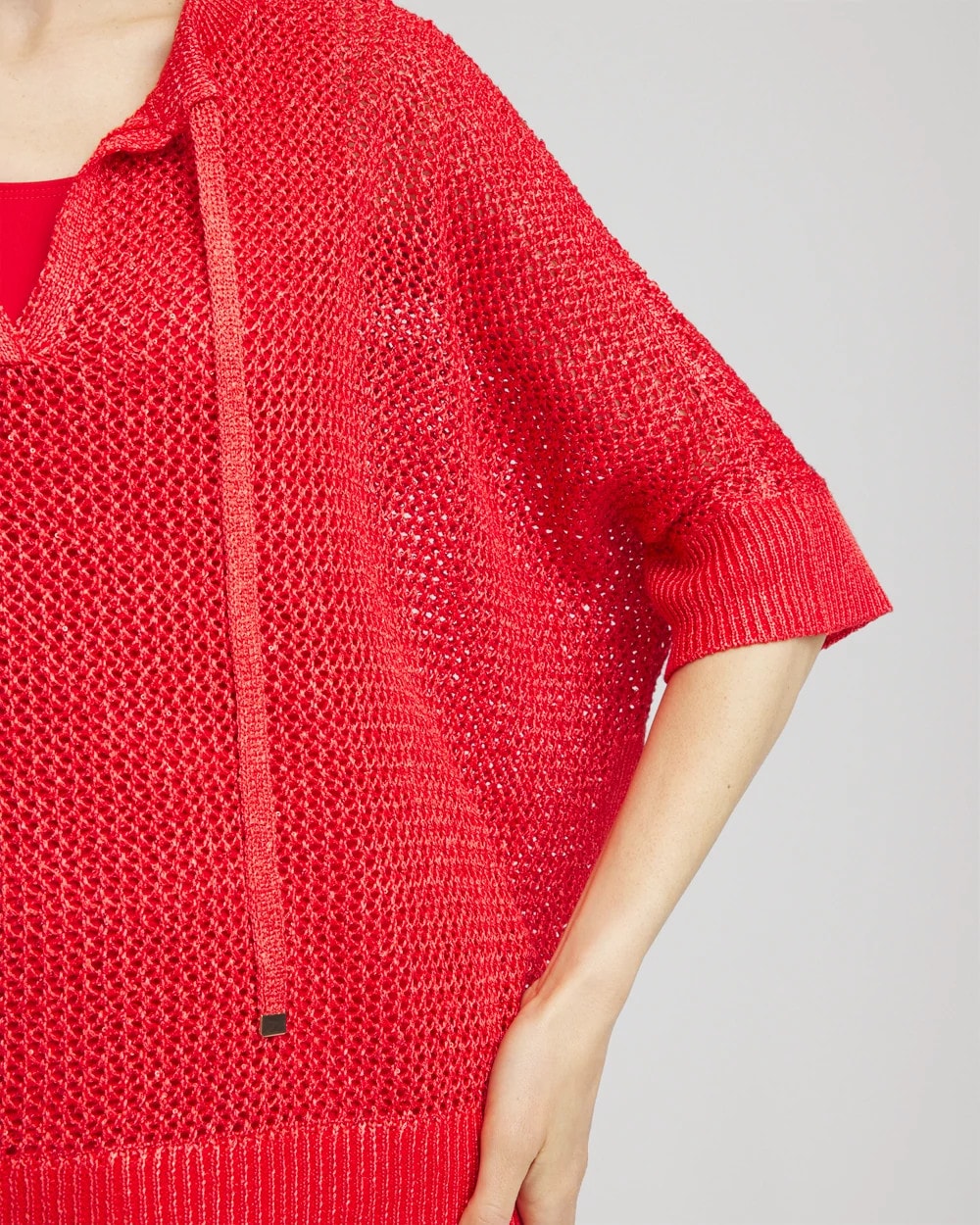 Sequin Open Knit Poncho