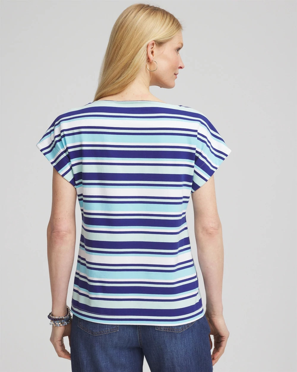 Stripe Modern Cap Sleeve Tee