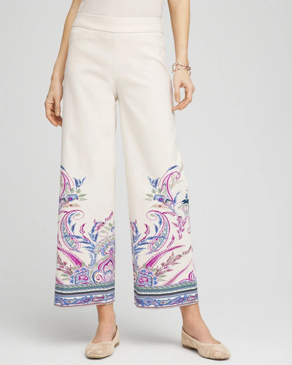 Brigitte™ Paisley Wide-Leg Cropped Pants