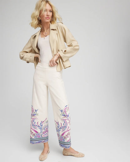 Brigitte™ Paisley Wide-Leg Cropped Pants