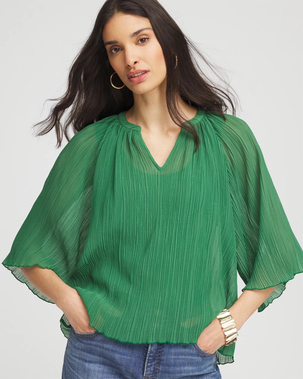 Textured Pleated Chiffon Blouse