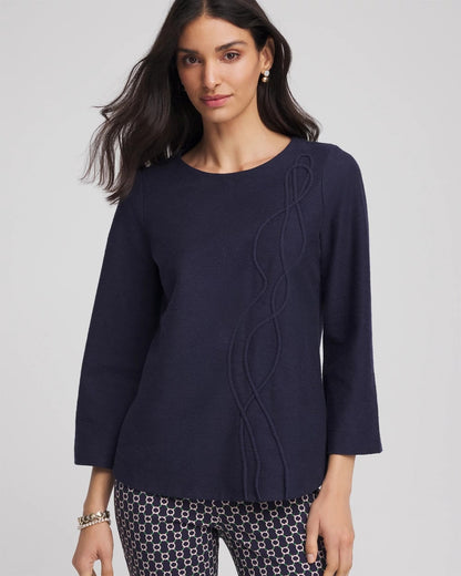 Denim Soutache Top
