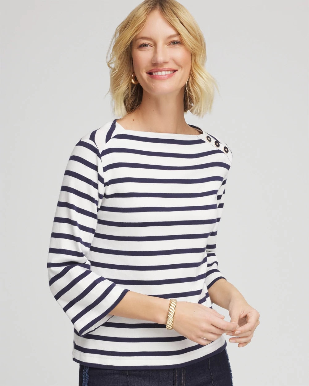 Bateau Neck Stripe Top