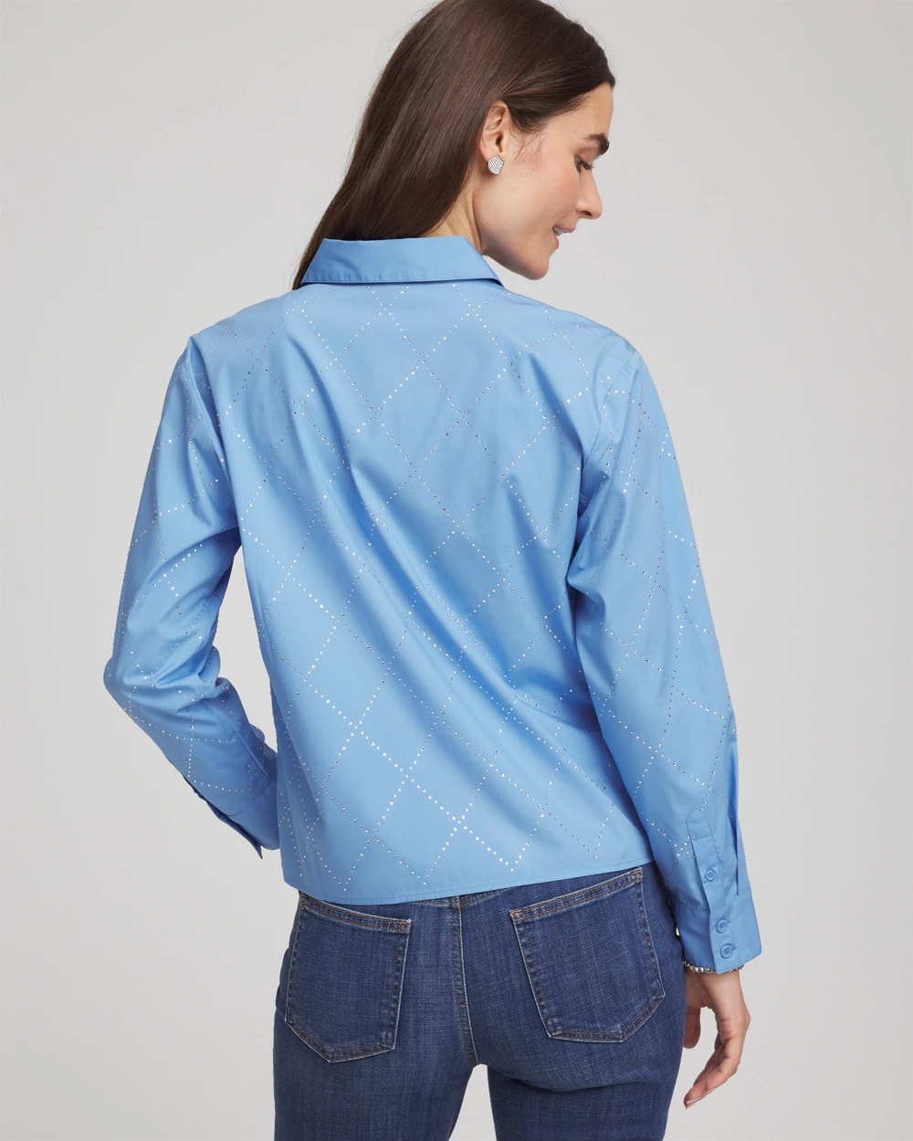 Embellished Stretch Cotton Collared Shirt
