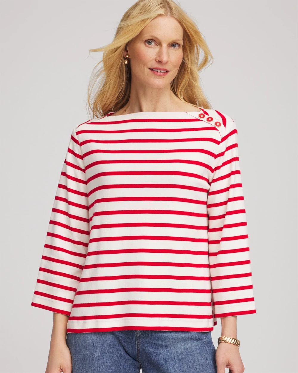 Bateau Neck Stripe Top