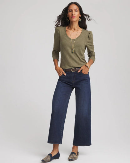 Slub Puff-Sleeve Tee