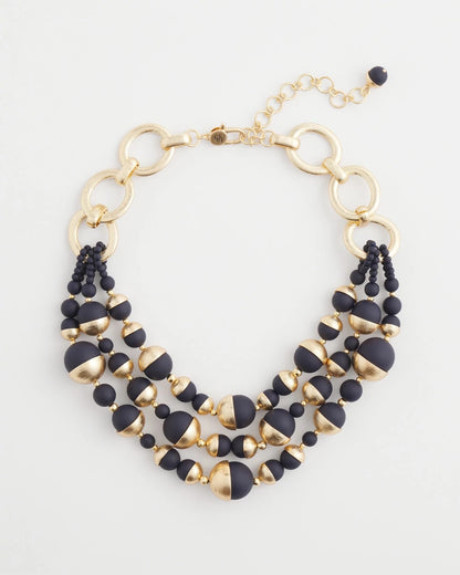 Gold & Navy Bead Necklace