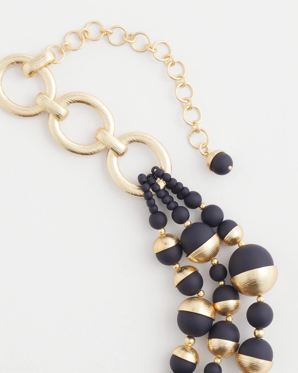Gold & Navy Bead Necklace