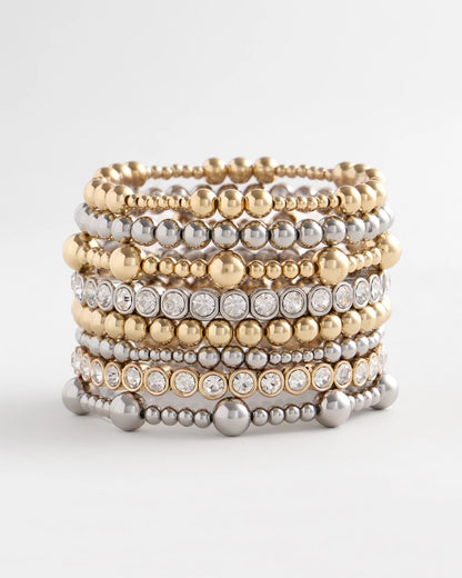Silver-tone Medium Bead Stretch Bracelet