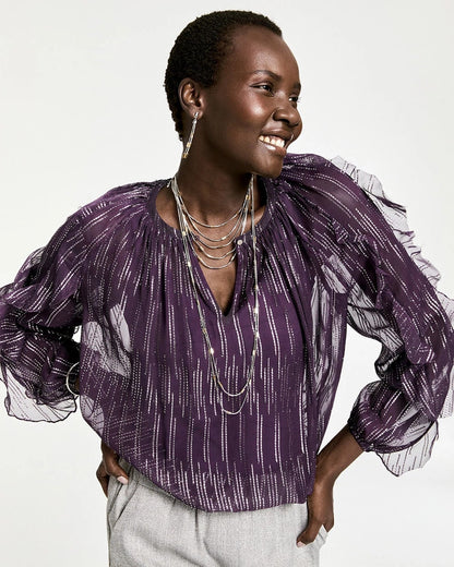 Georgette Ruffle Sleeve Blouse