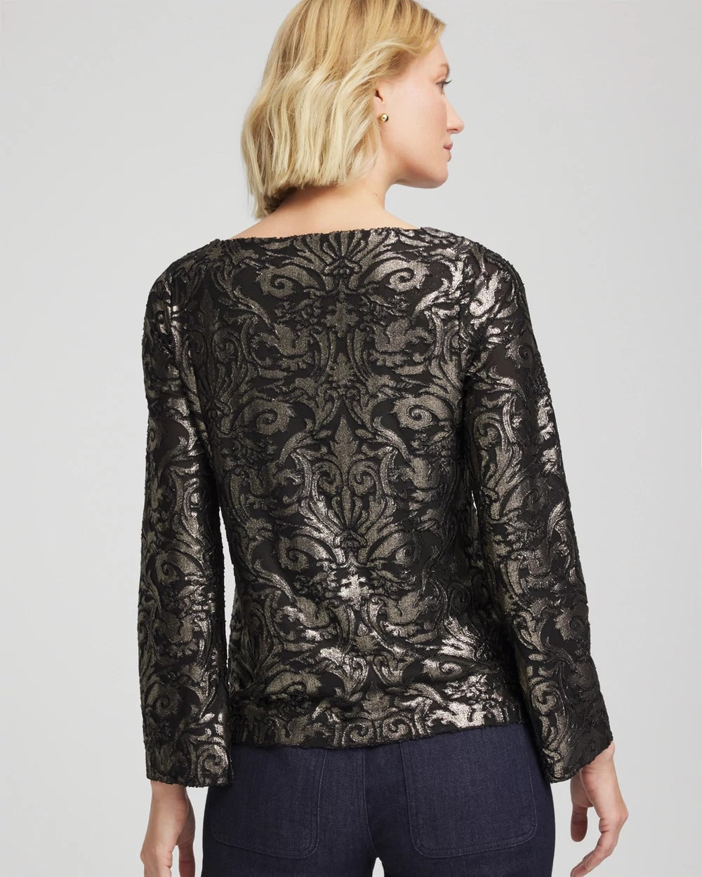 Art Deco Burnout Jacquard Top