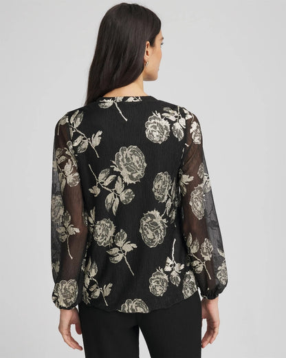 Floral Metallic Bodre Top