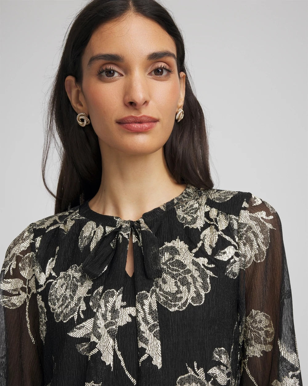 Floral Metallic Bodre Top