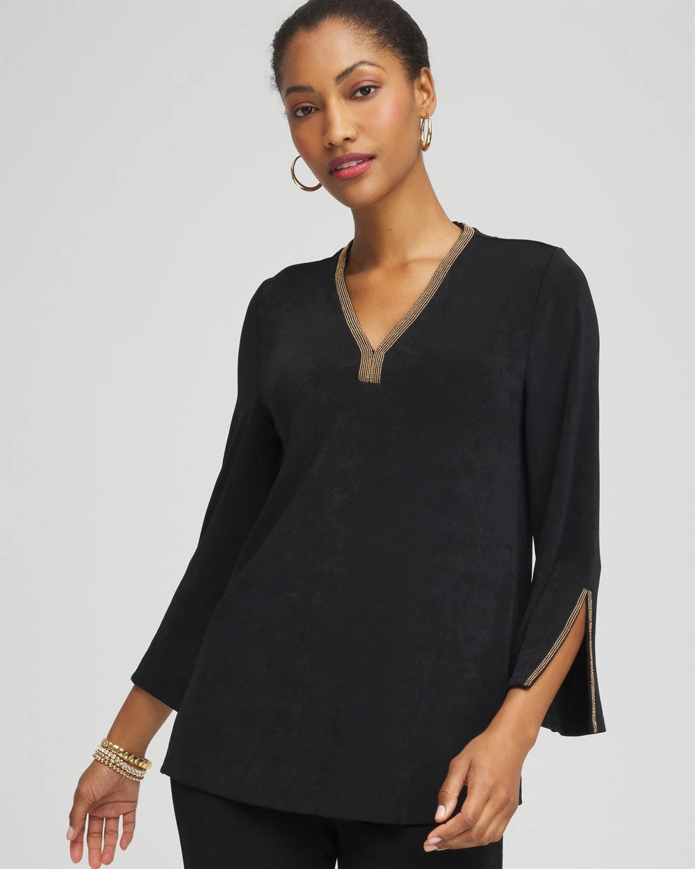 Travelers™ Embellished V-Neck Flutter Sleeve Tunic