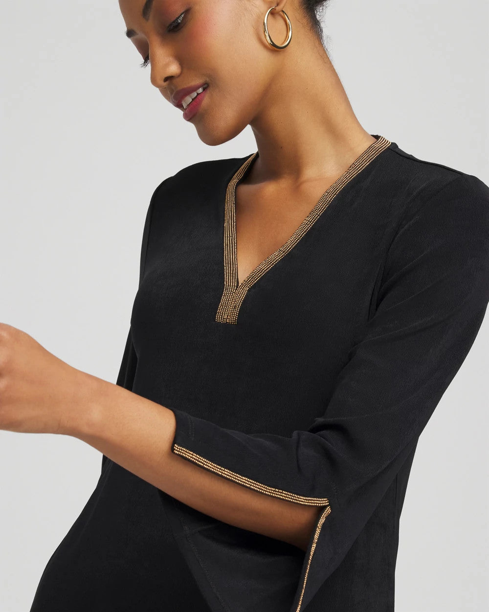 Travelers™ Embellished V-Neck Flutter Sleeve Tunic