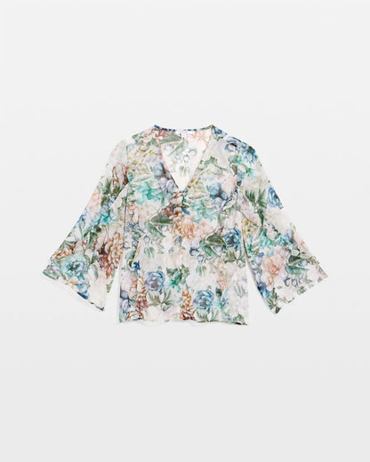 Georgette Ruffled V-Neck Blouse