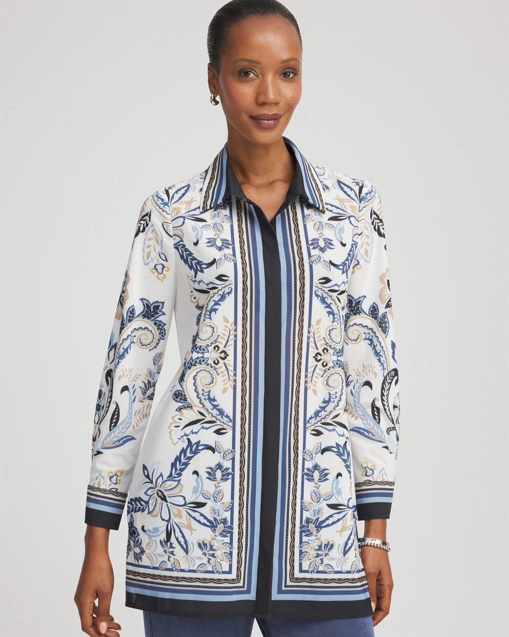 Travelers™ Collection Paisley Mesh Shirt Jacket
