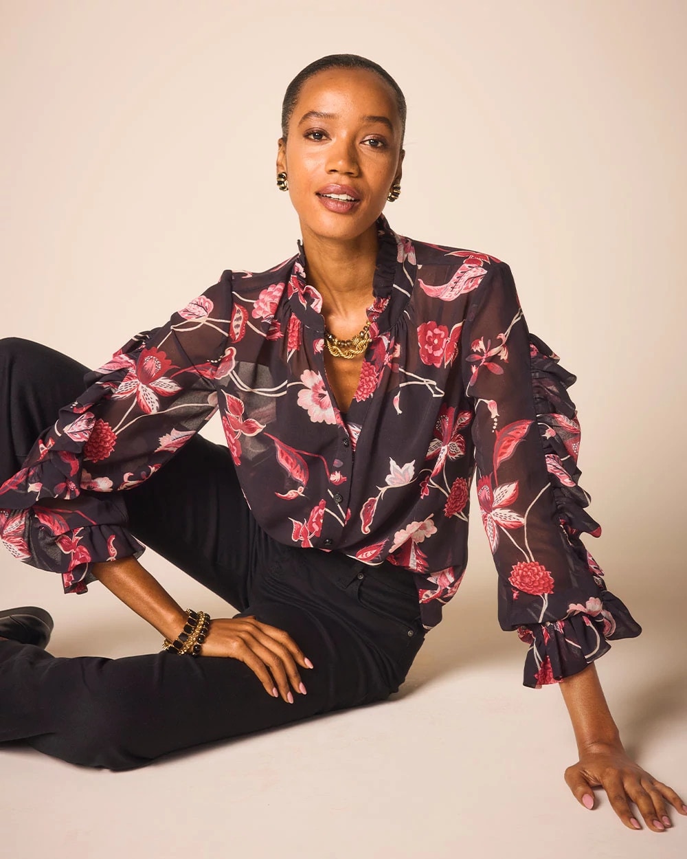 Georgette Celtic Blooms Blouse