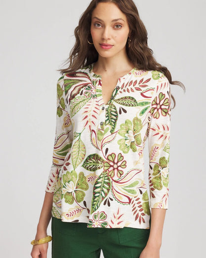 Tropical Cotton Slub Henley Shirt