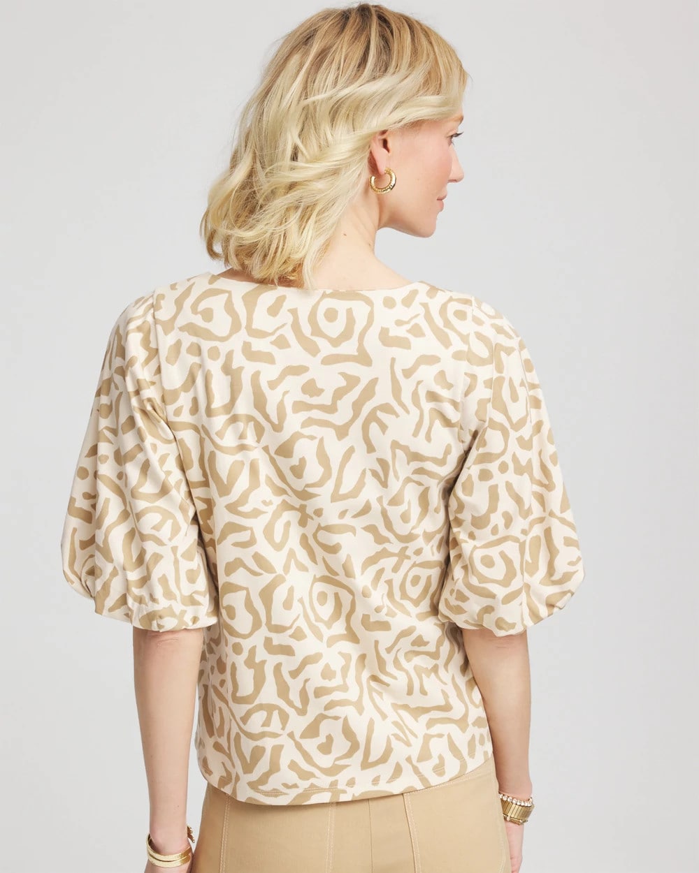 Animal Print Bubble Sleeve Top