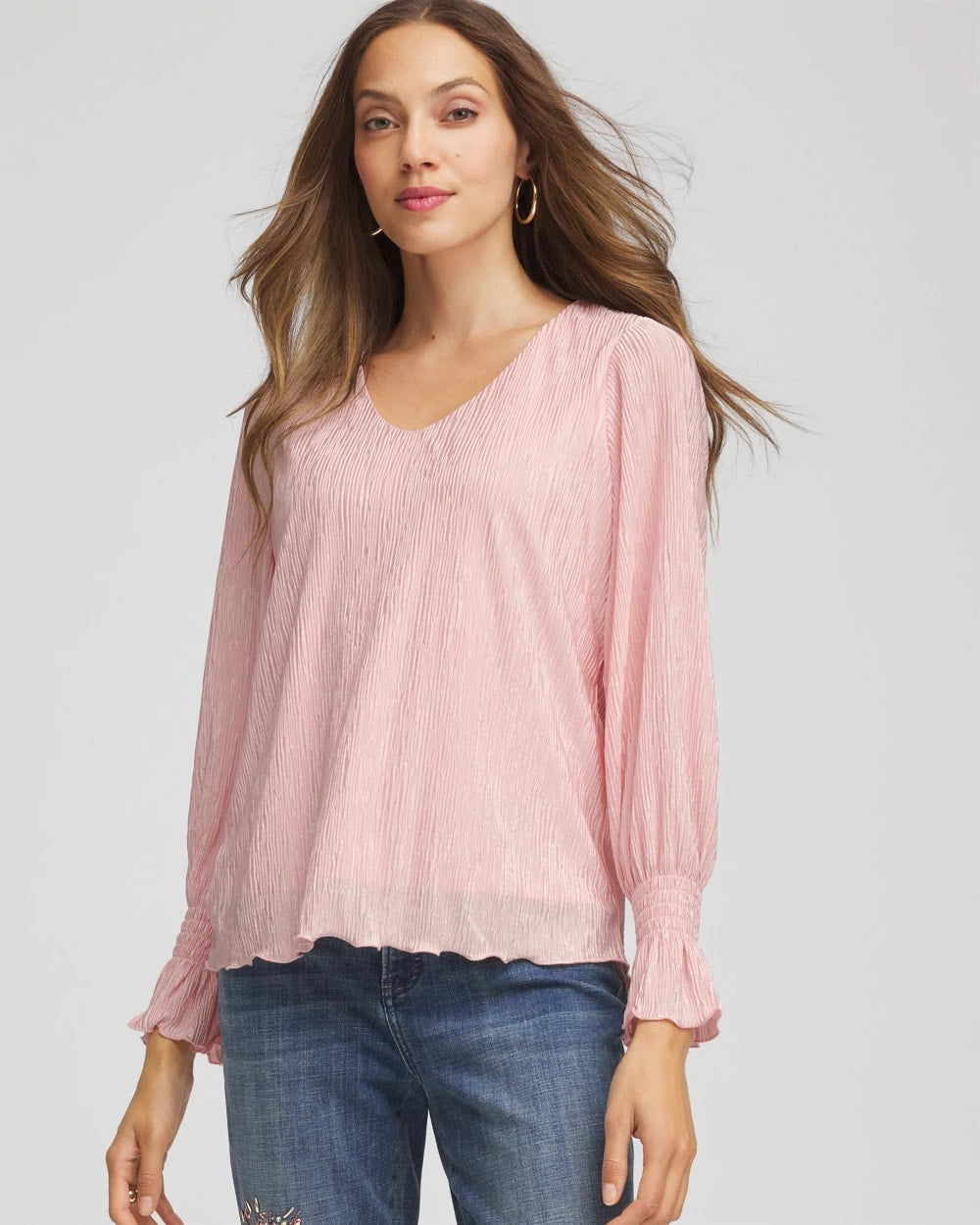 Crinkle Bodre Voop Neck Top