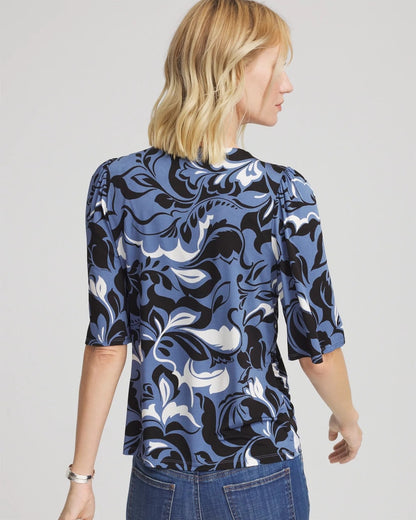 Stretch-Knit Flutter-Sleeve Tee