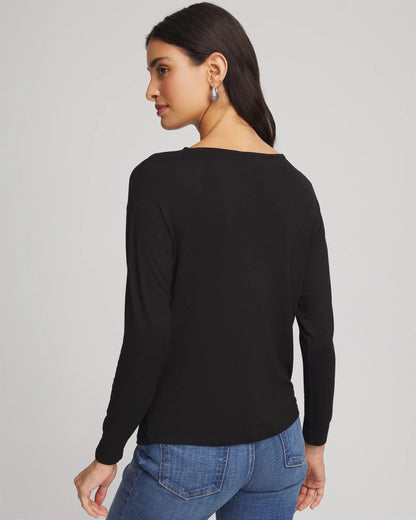 Embellished Cowlneck Dolman Tee