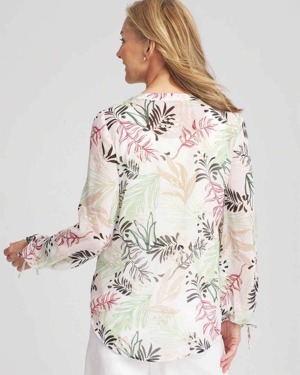 Drawstring Crinkle Chiffon Blouse
