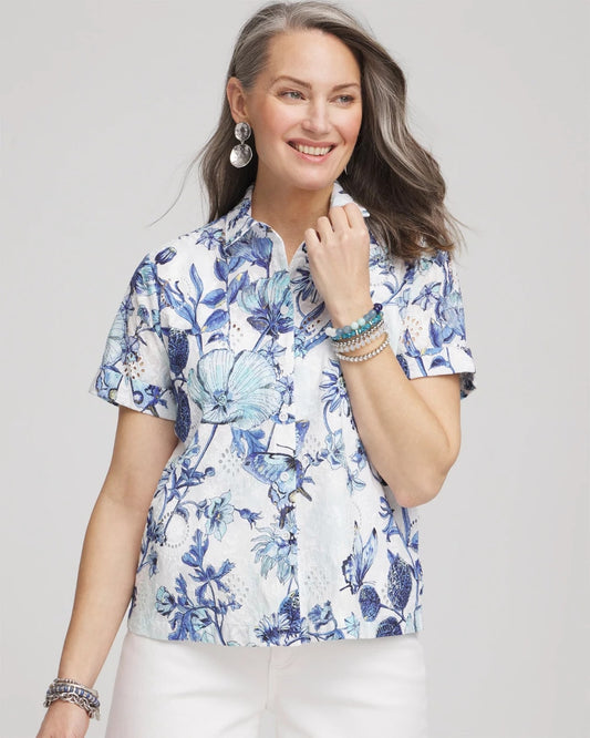 Butterfly Voile Short Sleeve Shirt