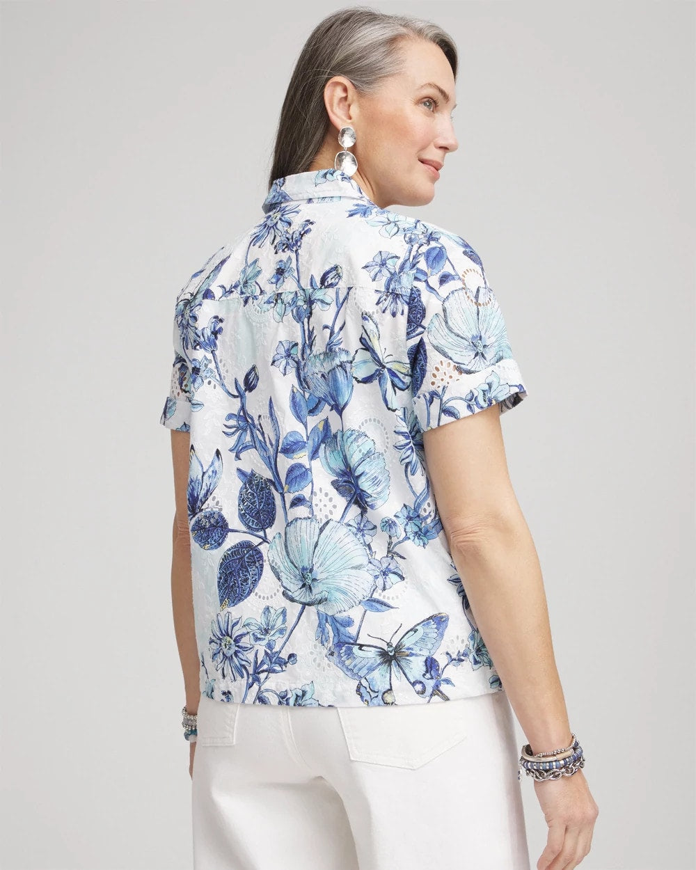 Butterfly Voile Short Sleeve Shirt
