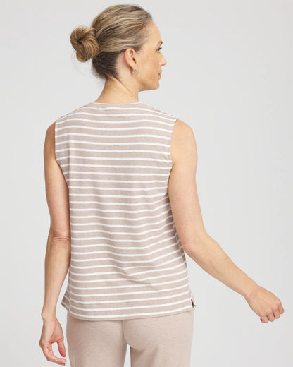 Zenergy® UPF Sleeveless Metallic-Striped Tank