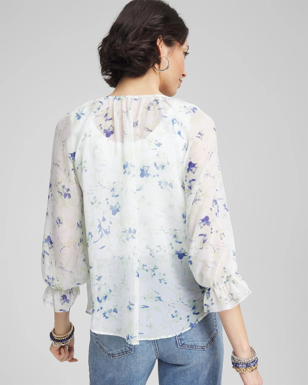 Georgette Sheer Ruffle Blouse