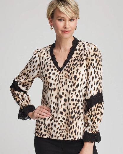 Animal Print Long-Sleeved Top