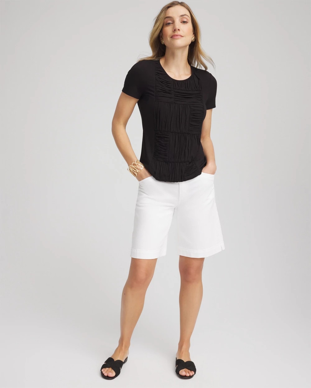 Jersey Knit Ruched Front Tee