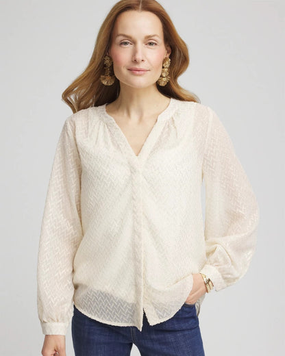 Chevron Blouson Sleeve Blouse