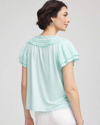 Touch of Cool™ Layered Pleated Flutter Tee
