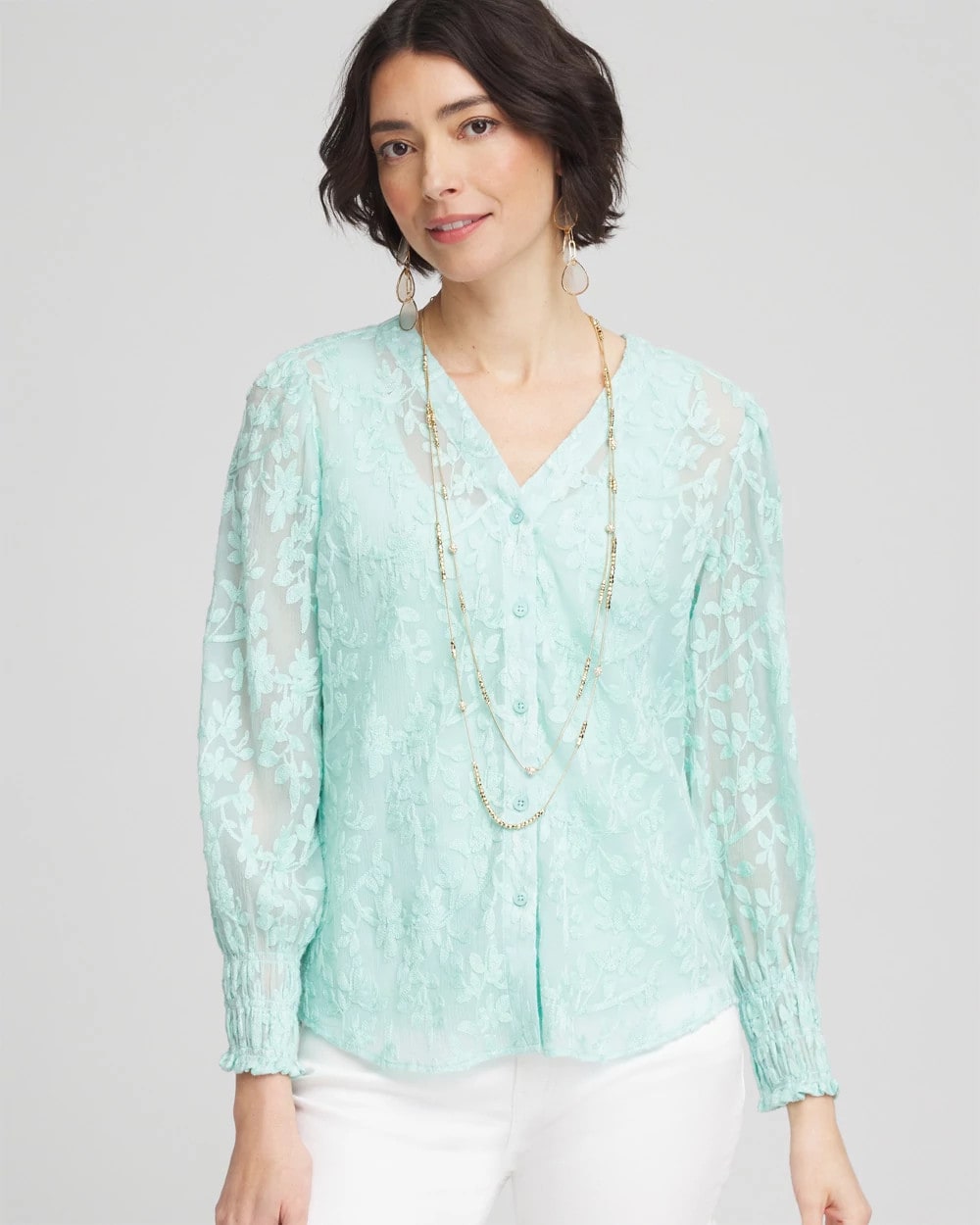 Floral Soutache V-Neck Blouse