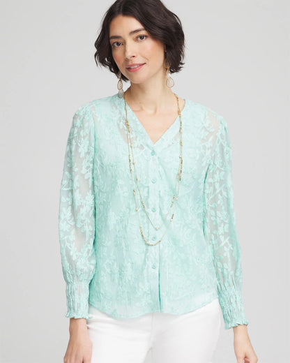 Floral Soutache V-Neck Blouse