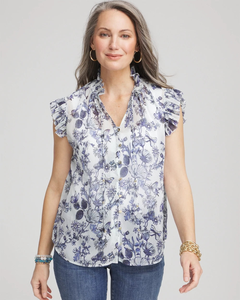 Butterfly Ruffle Collar Blouse