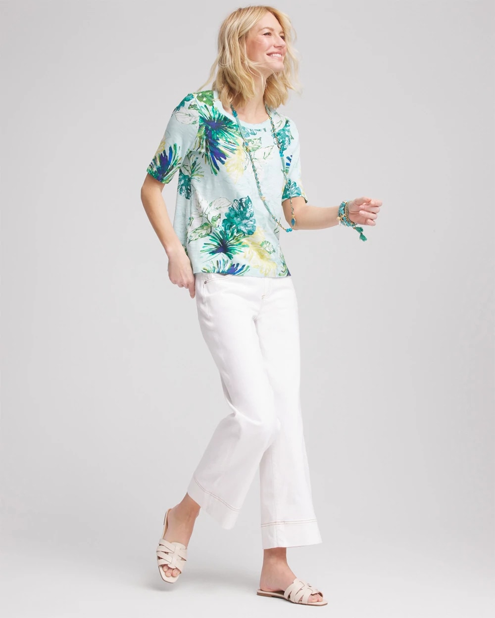 Island Print Slub Short-Sleeve Tee
