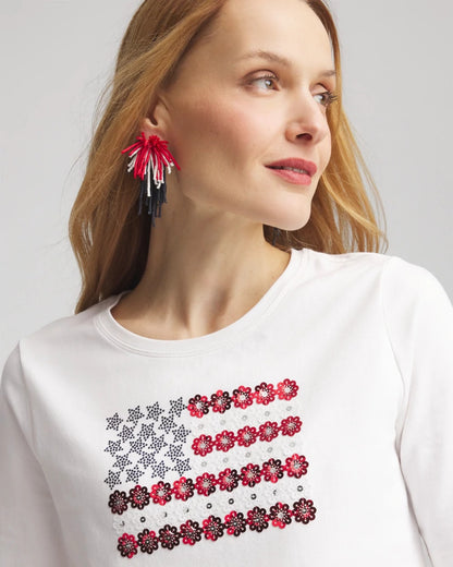 Flag Embellished Knit Tee