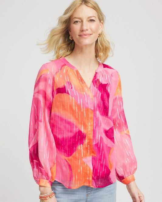 Watercolor Classic Fit Chiffon Blouse