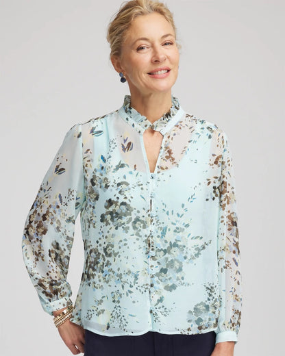 Floral Georgette Peasant Blouse